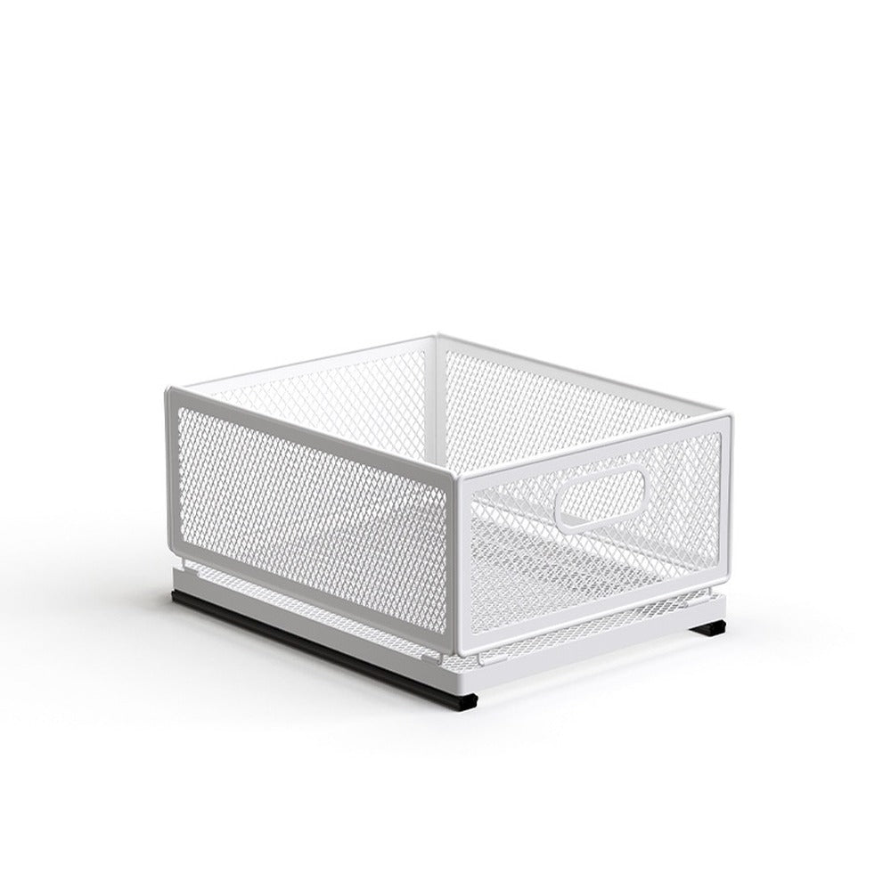White carbon steel mesh pull-out basket