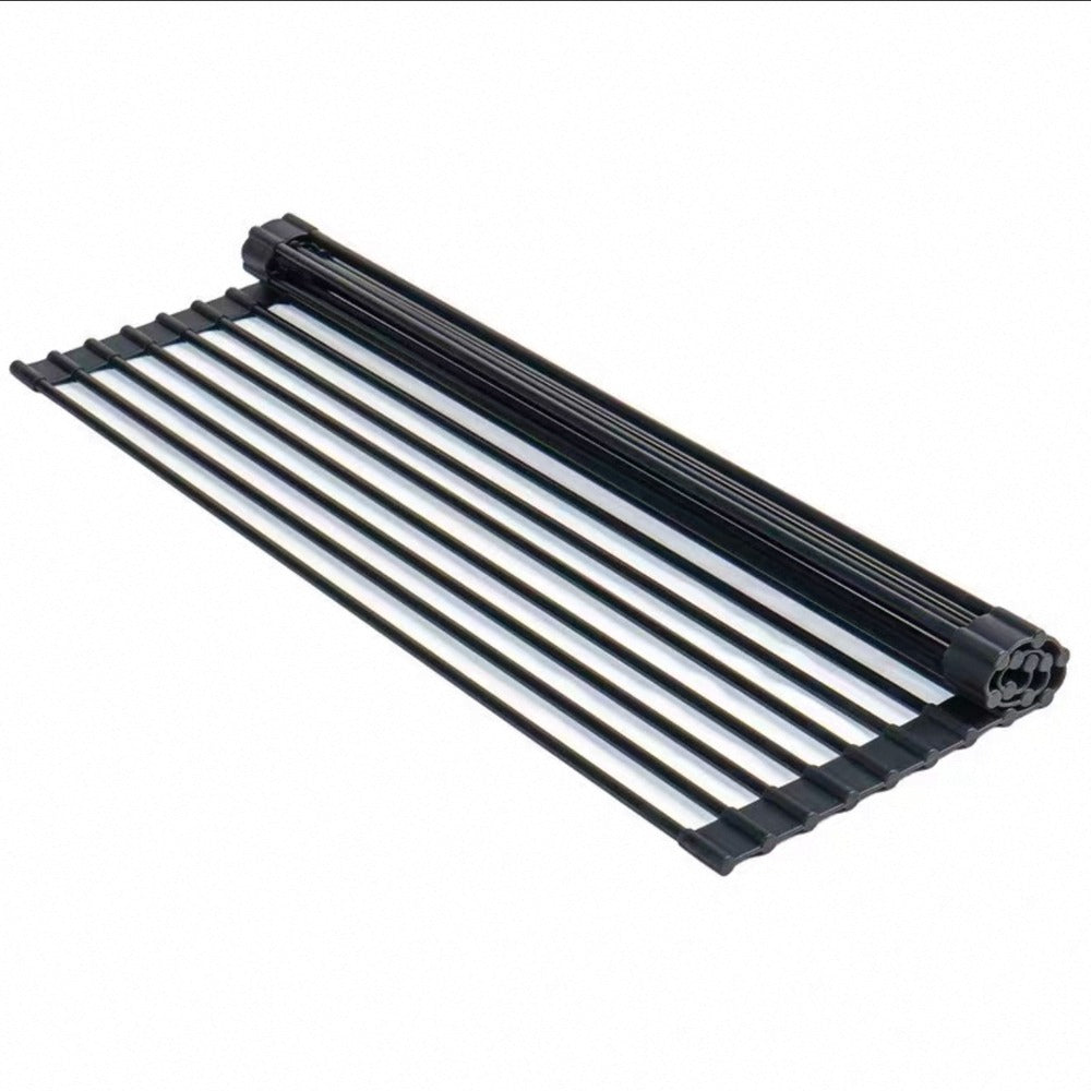 Black roll-up rack rolled