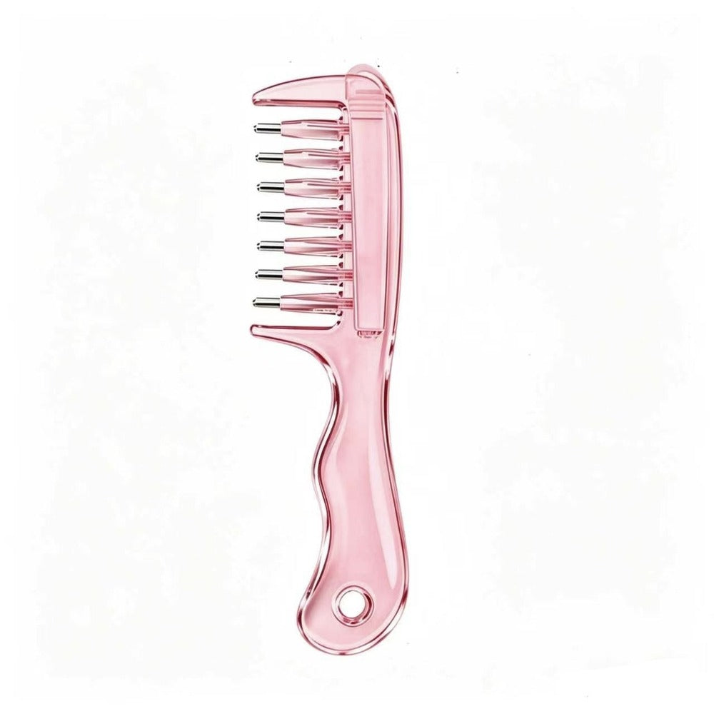 Pink scalp serum applicator comb
