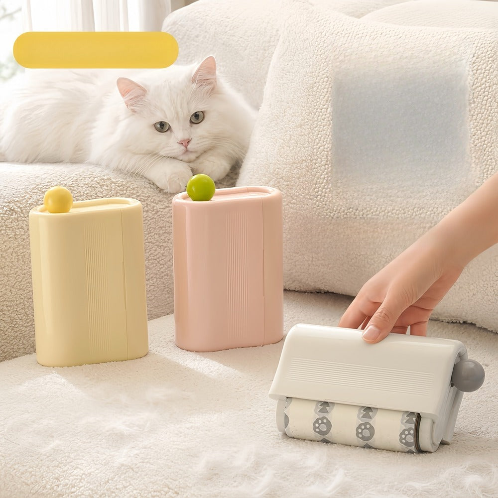 Lint rollers removing pet hair from the sofa