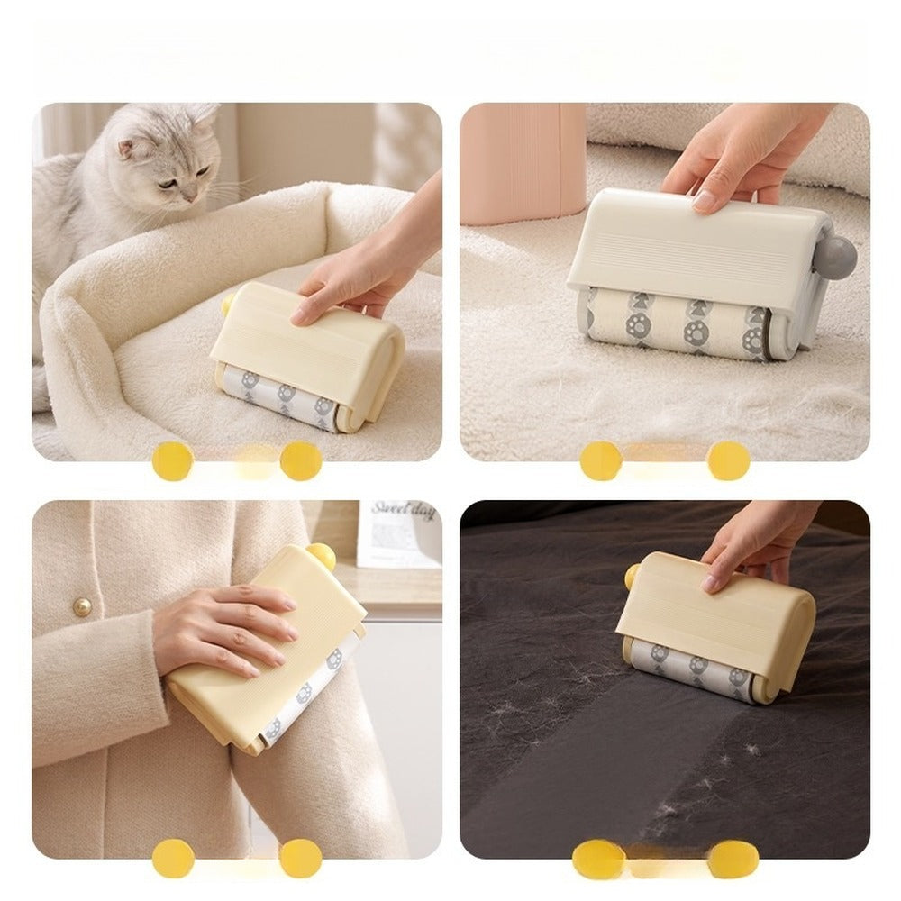 Lint roller on clothes and bedding