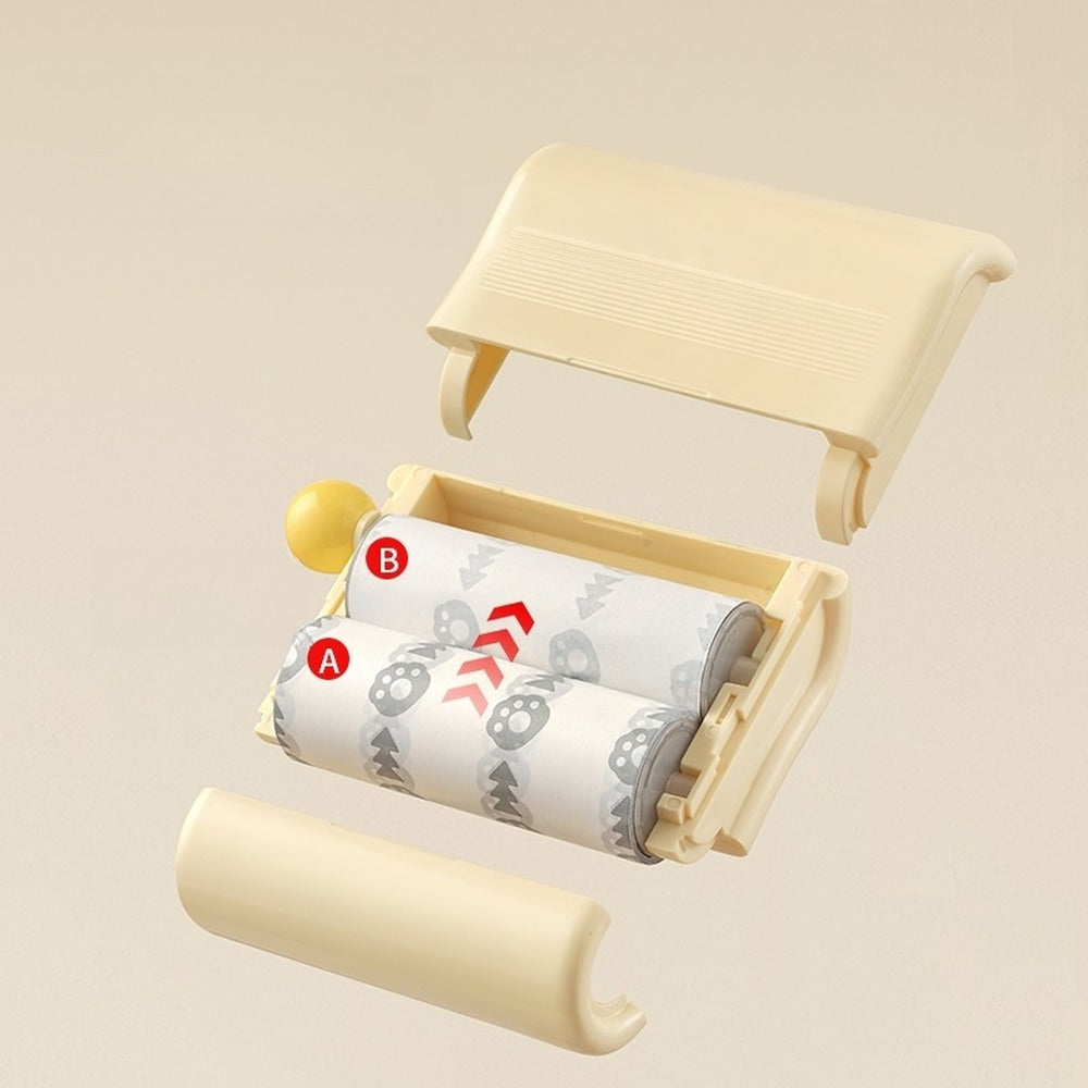Used paper rolls inside the case