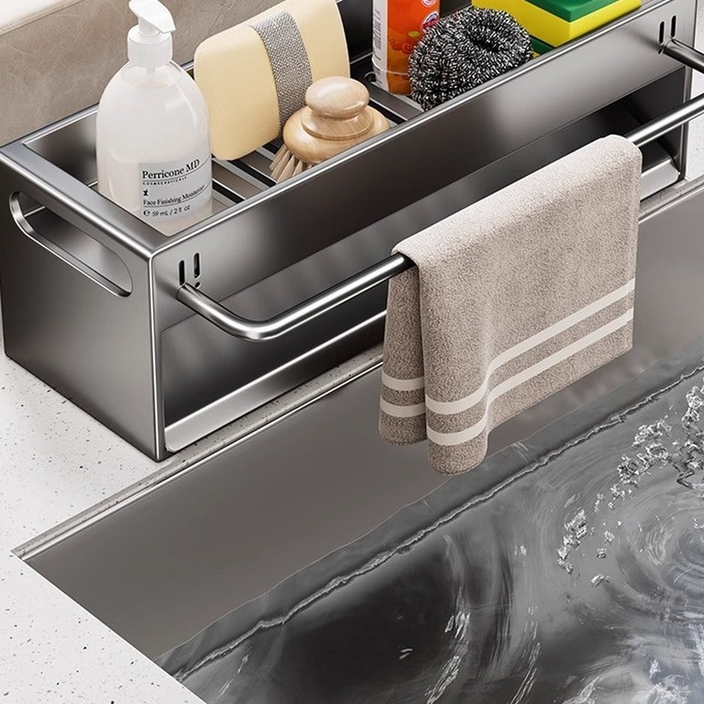 Sink caddy with dish towel