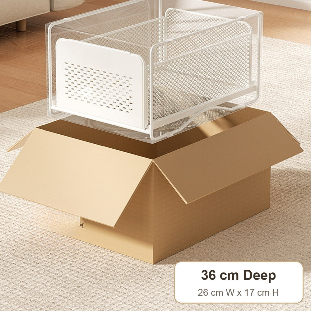 Cream white sliding cabinet drawer basket, 36 cm deep