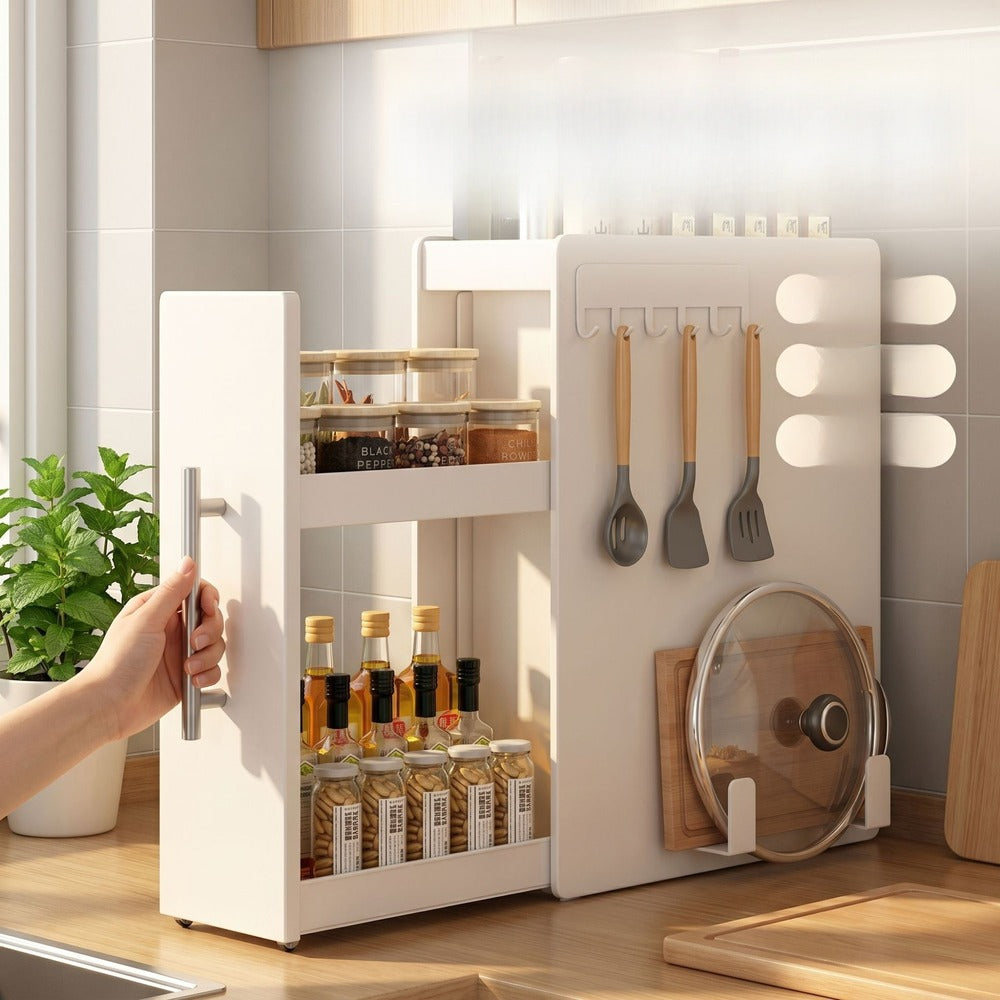 Sliding the spice cabinet open