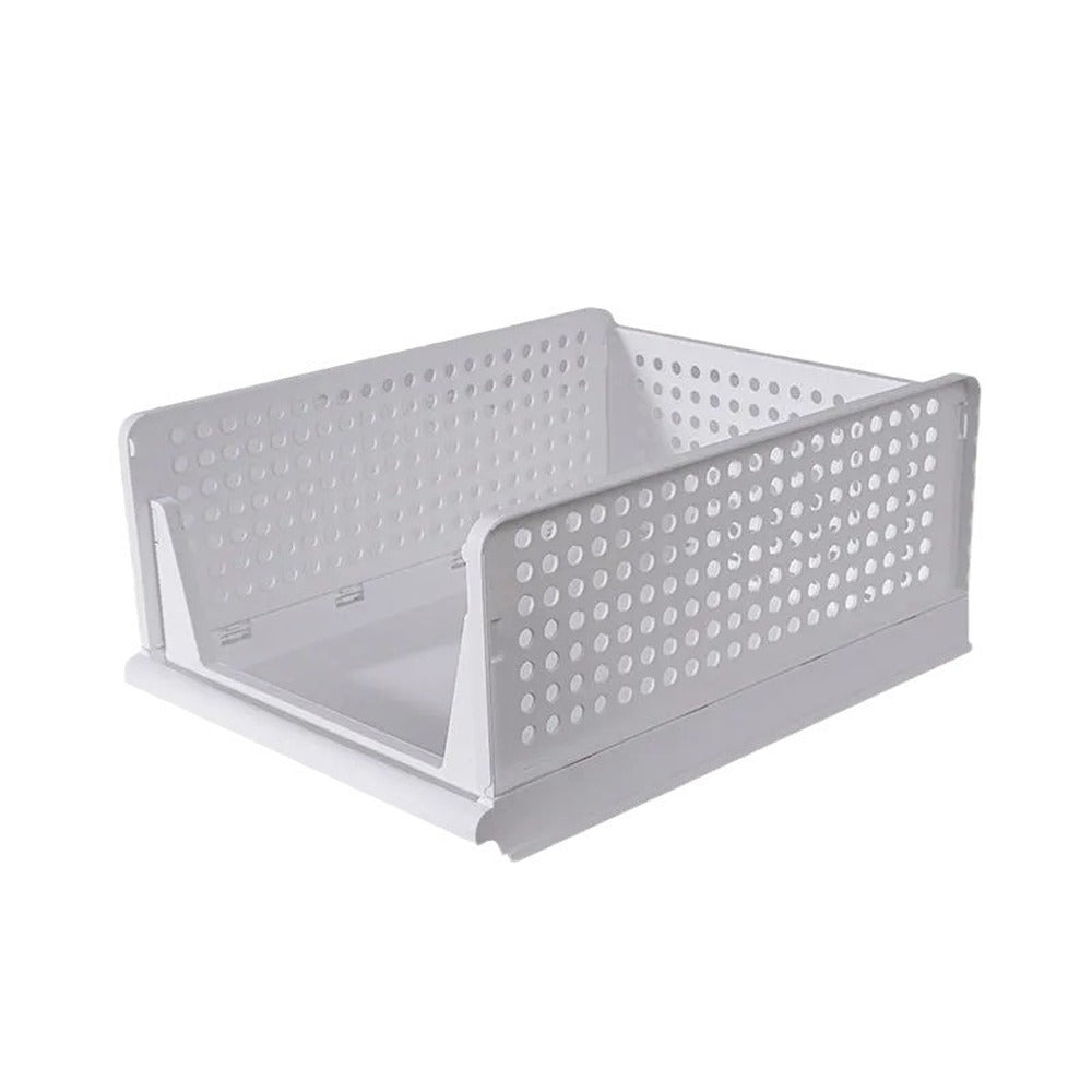 White stackable pull-out closet drawer