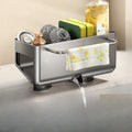 Gunmetal gray sink caddy with dishcloth