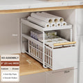 Under-sink pull-out drawer organizer with top shelf, Cream White