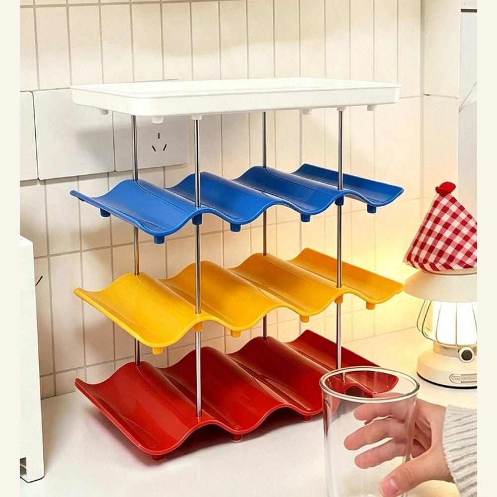 Glasses on colorful wave rack