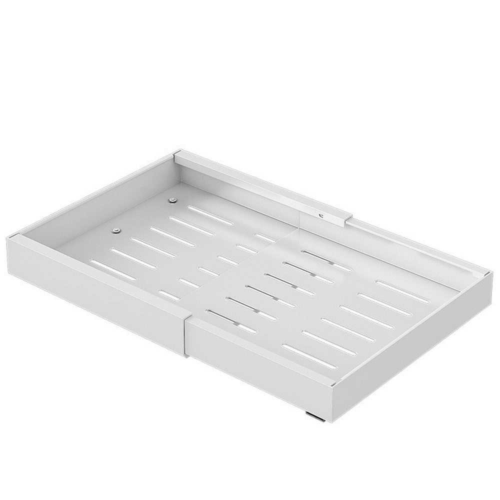 Empty expandable sliding drawer tray in white