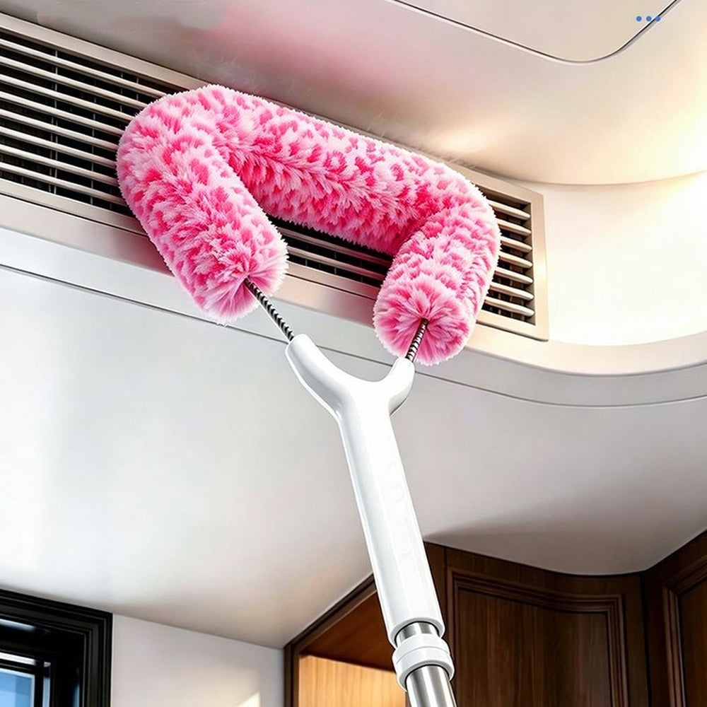 Cleaning an air conditioner vent with the long-handle duster